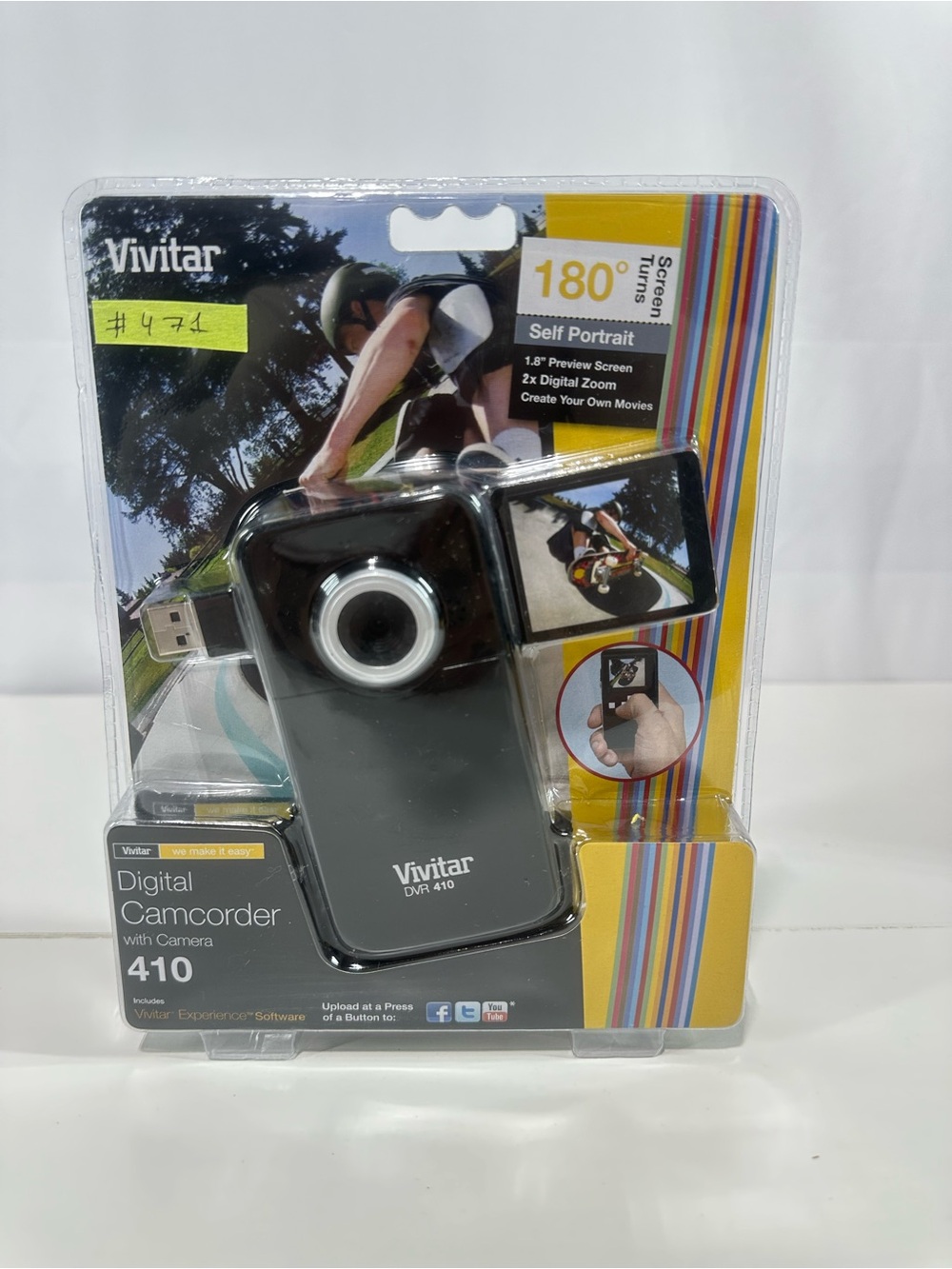 #471 NEW VIVITAR DVR 410 DIGITAL VIDEO RECORDER CAMERA BLACK 180 TURN SCREEN USB